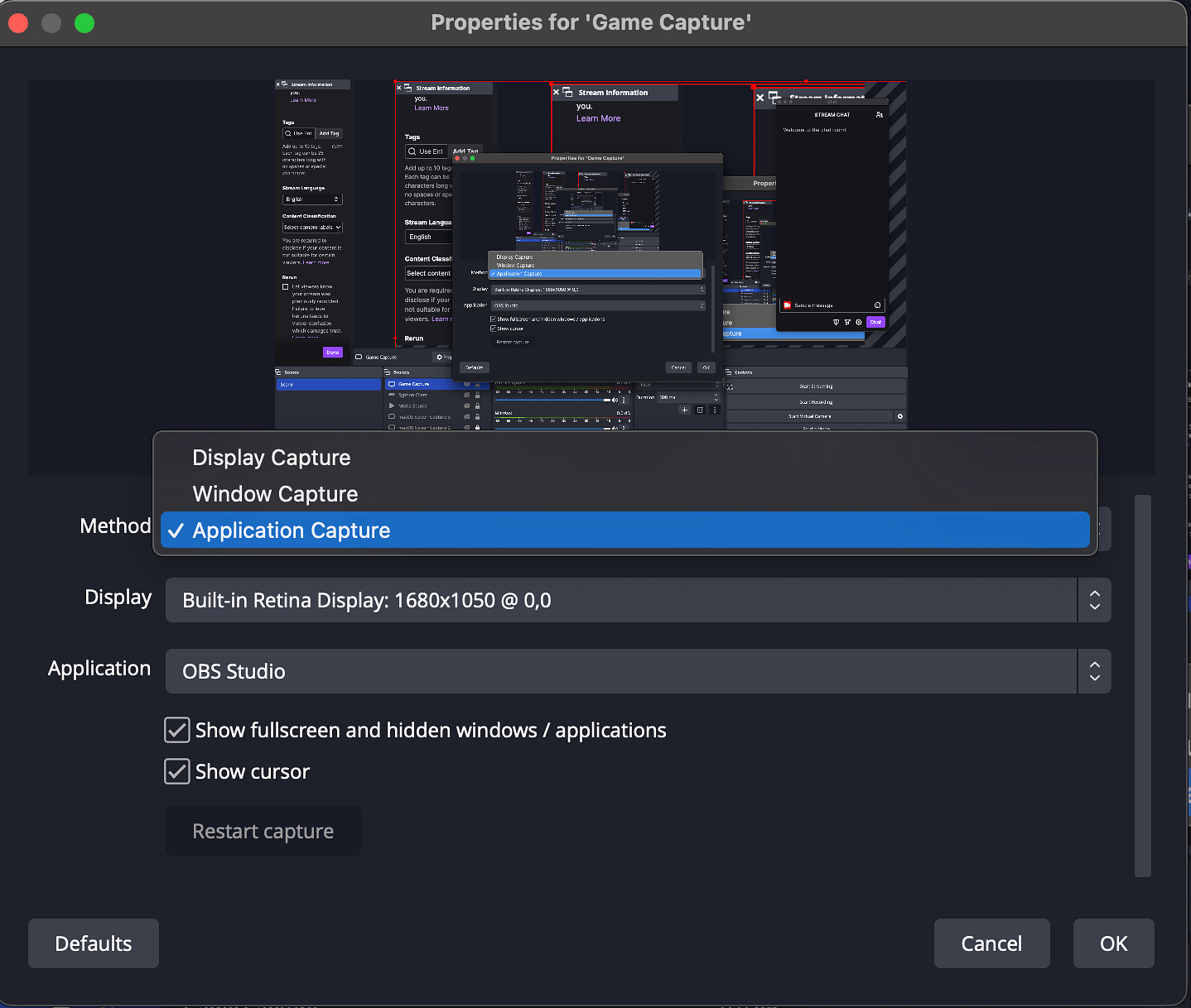 Application Capture in OBS