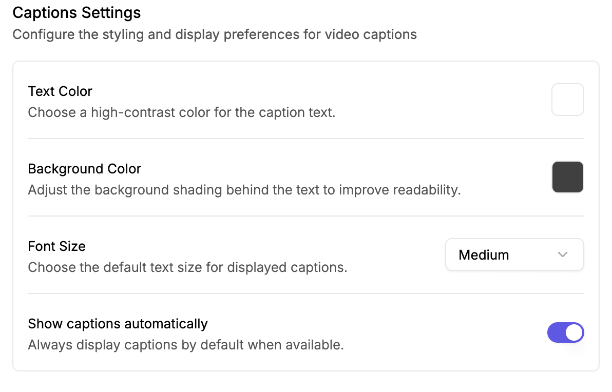 Caption settings to further improve your branding visibility